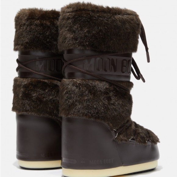 NWT Moon Boot Women's Dark Brown Fur Winter Boots US 7-8.5 / EU 39-41 - Picture 3 of 13